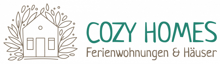 Logo von Cozy Homes für Renovierung und Bau, präsentiert einen stilisierten Hausumriss mit Eichenblättern , Cozyhomes Ferienimmobilien, Ferienwohnung Bad Arolsen, Ferienhaus Kellerwald, Ferienhaus Edersee, Ferienwohnung Arolsen